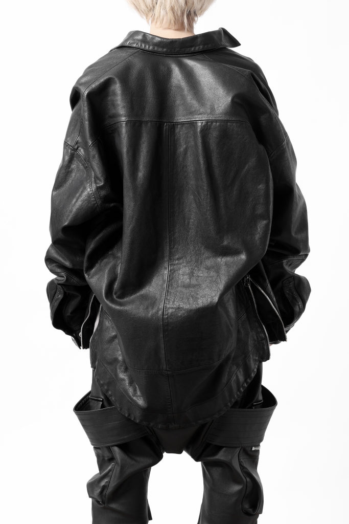 A.F ARTEFACT SHEEP SKIN LEATHER HIGH-NECK SHORT DOWN JACKET