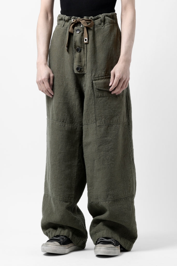 ISAMU KATAYAMA BACKLASH MILITARY TROUSERS / GARMENT NATURAL DYED LINEN CANVAS