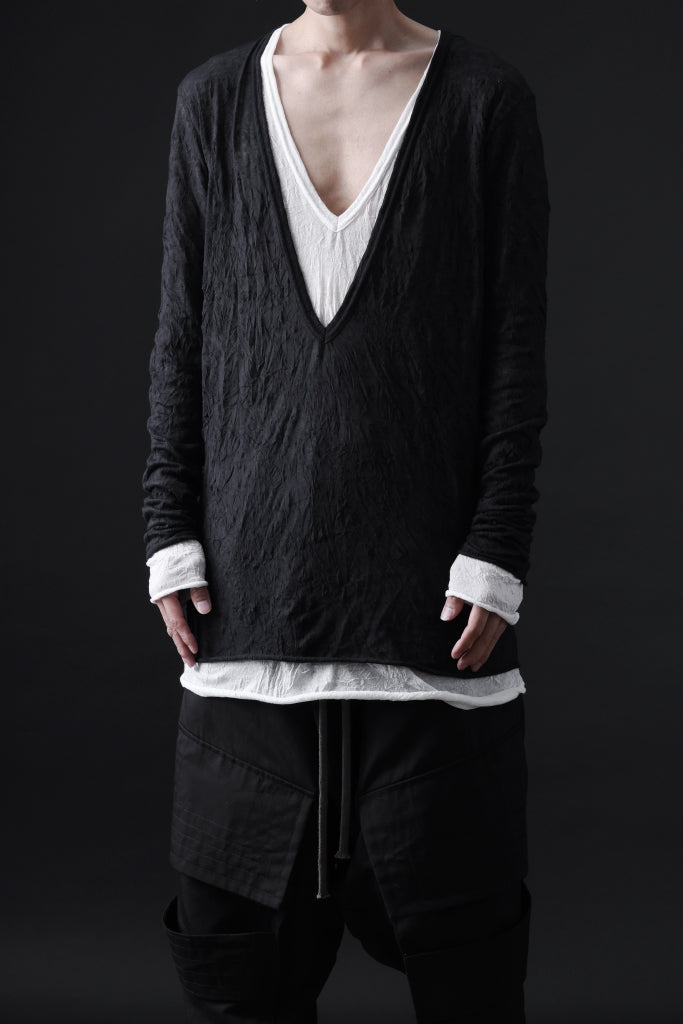 A.F ARTEFACT CRUMPLE DOUBLE LAYER JERSEY V-NECK L/S