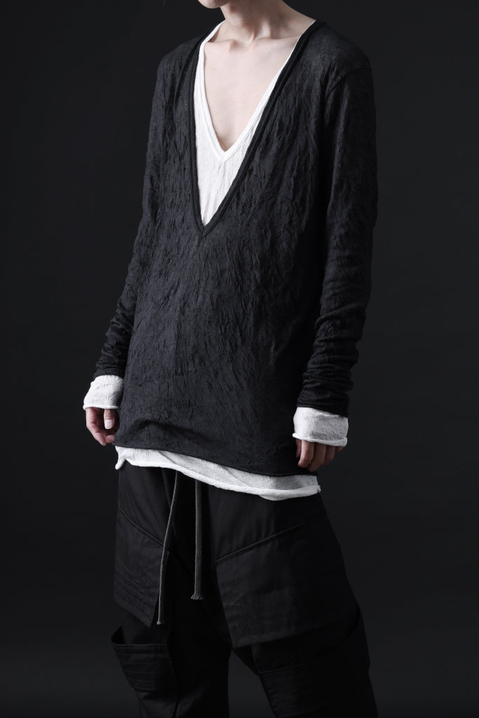 A.F ARTEFACT CRUMPLE DOUBLE LAYER JERSEY V-NECK L/S