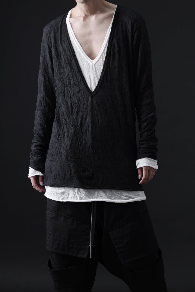 A.F ARTEFACT CRUMPLE DOUBLE LAYER JERSEY V-NECK L/S