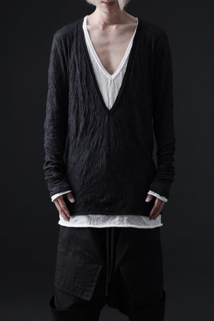 A.F ARTEFACT CRUMPLE DOUBLE LAYER JERSEY V-NECK L/S