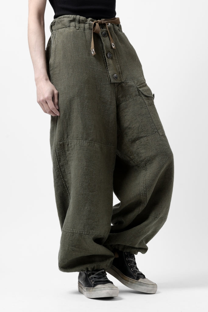 ISAMU KATAYAMA BACKLASH MILITARY TROUSERS / GARMENT NATURAL DYED LINEN CANVAS