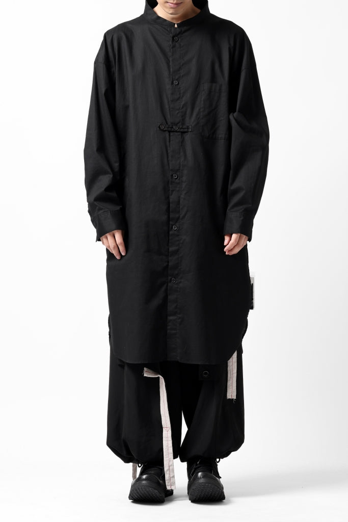 Y's STAND COLLAR LONG SHIRT / THIN TWILL