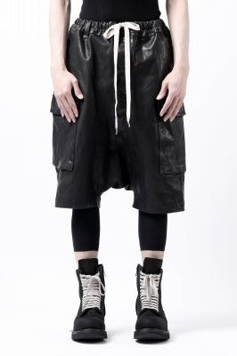 ISAMU KATAYAMA BACKLASH MARYAM LEATHER SARROUEL SHORTS / GARMENT DYED - ITALY KIP