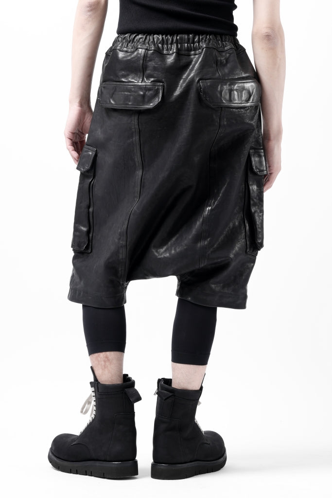 ISAMU KATAYAMA BACKLASH MARYAM LEATHER SARROUEL SHORTS / GARMENT DYED - ITALY KIP