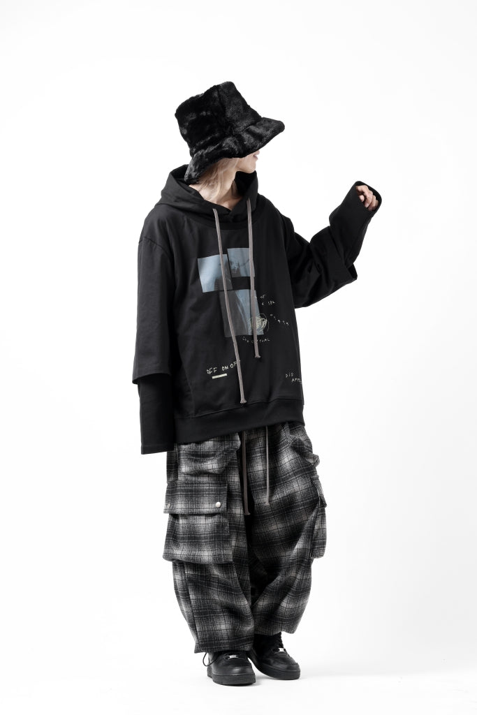 A.F ARTEFACT HEM-STRING WIDE CARGO PANTS / OMBRE FLANNEL