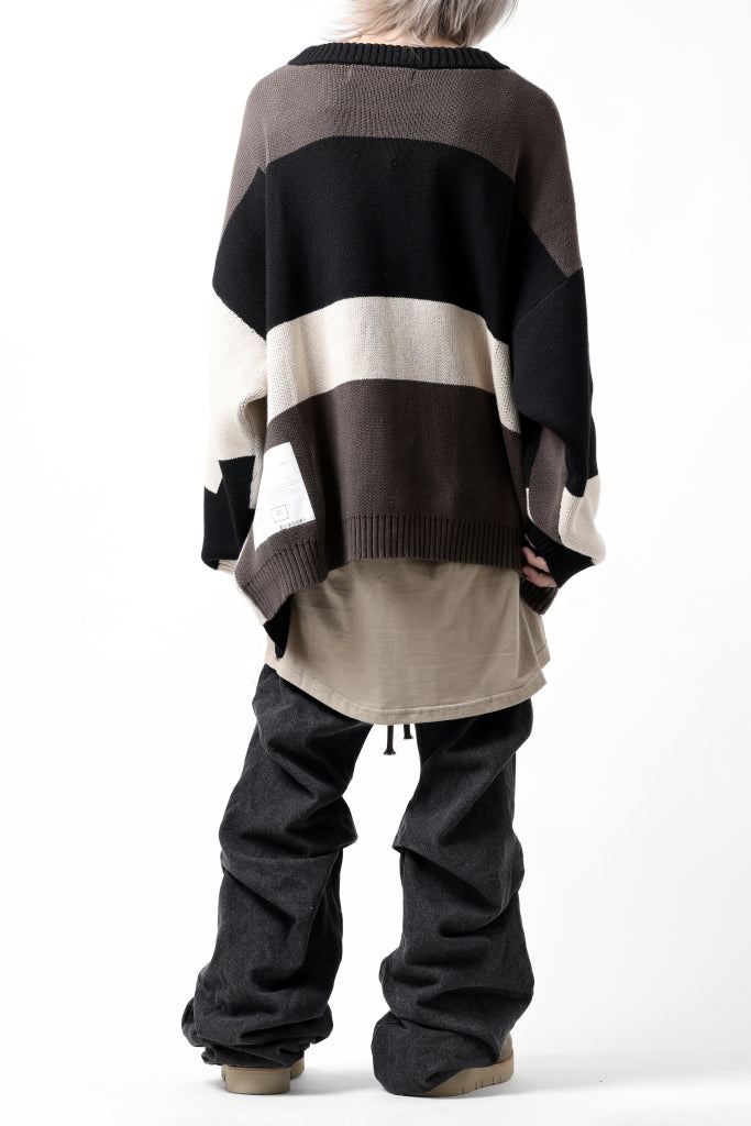 A.F ARTEFACT BLOCK-PANEL COTTON KNIT CARDIGAN