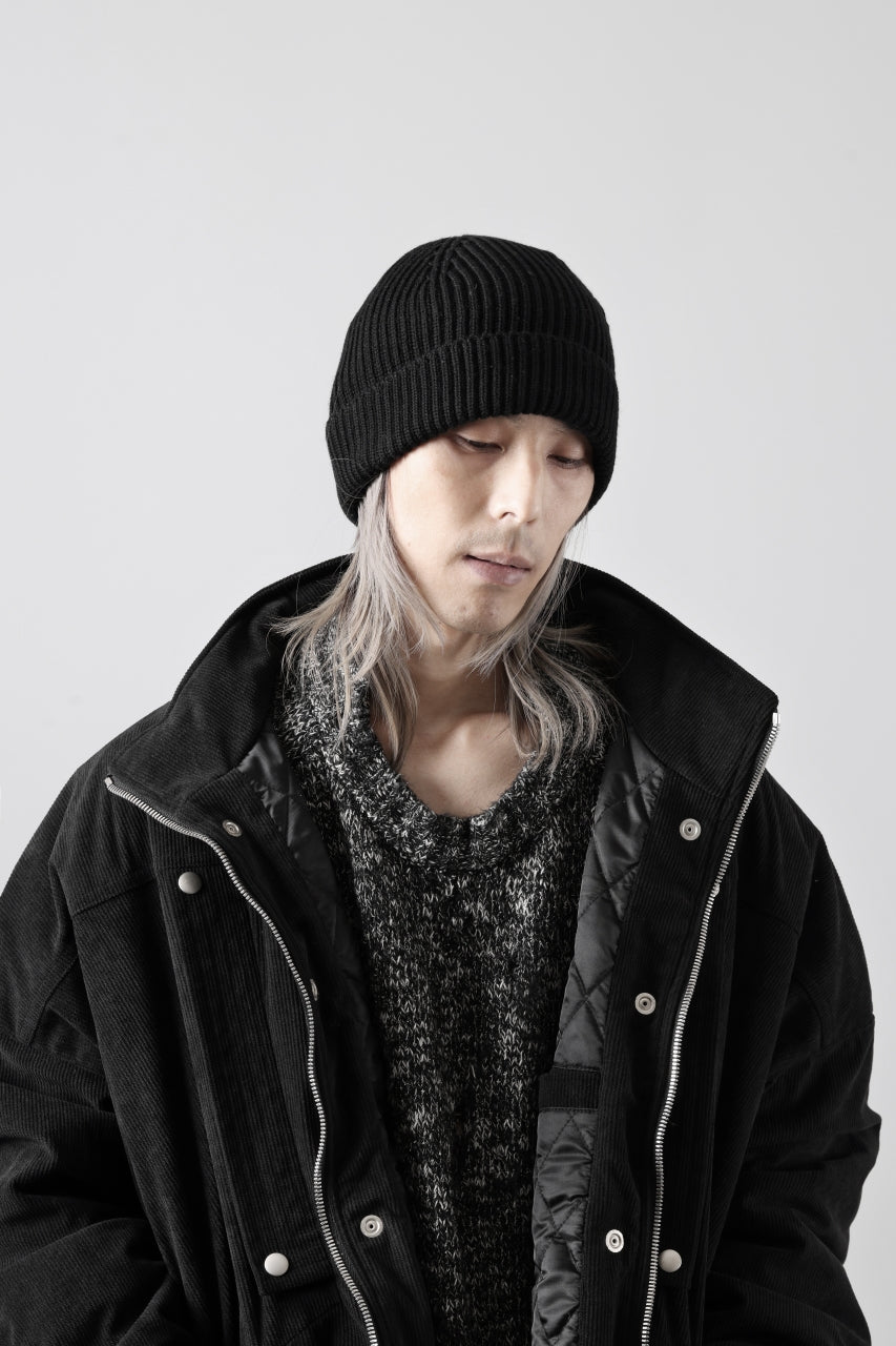 [ Hat ] Ten c FISHERMAN RIBBED BEANIE / EXTRA FINE MERINOS WOOL Price / ￥24,200 - (in tax) Foreign Price / ≒ $173.00 or €157,95 Size / Uni. Color / Black Material / Wool