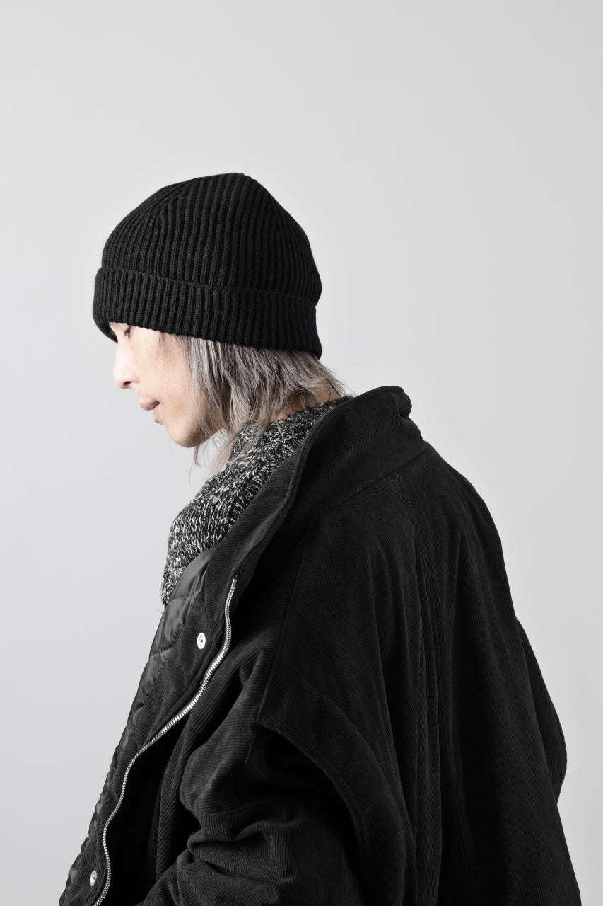 [ Hat ] Ten c FISHERMAN RIBBED BEANIE / EXTRA FINE MERINOS WOOL Price / ￥24,200 - (in tax) Foreign Price / ≒ $173.00 or €157,95 Size / Uni. Color / Black Material / Wool