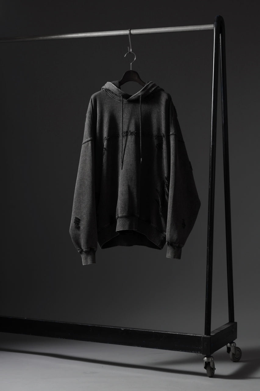 Feng Chen Wang GREY RIPPED JERSY HOODIE