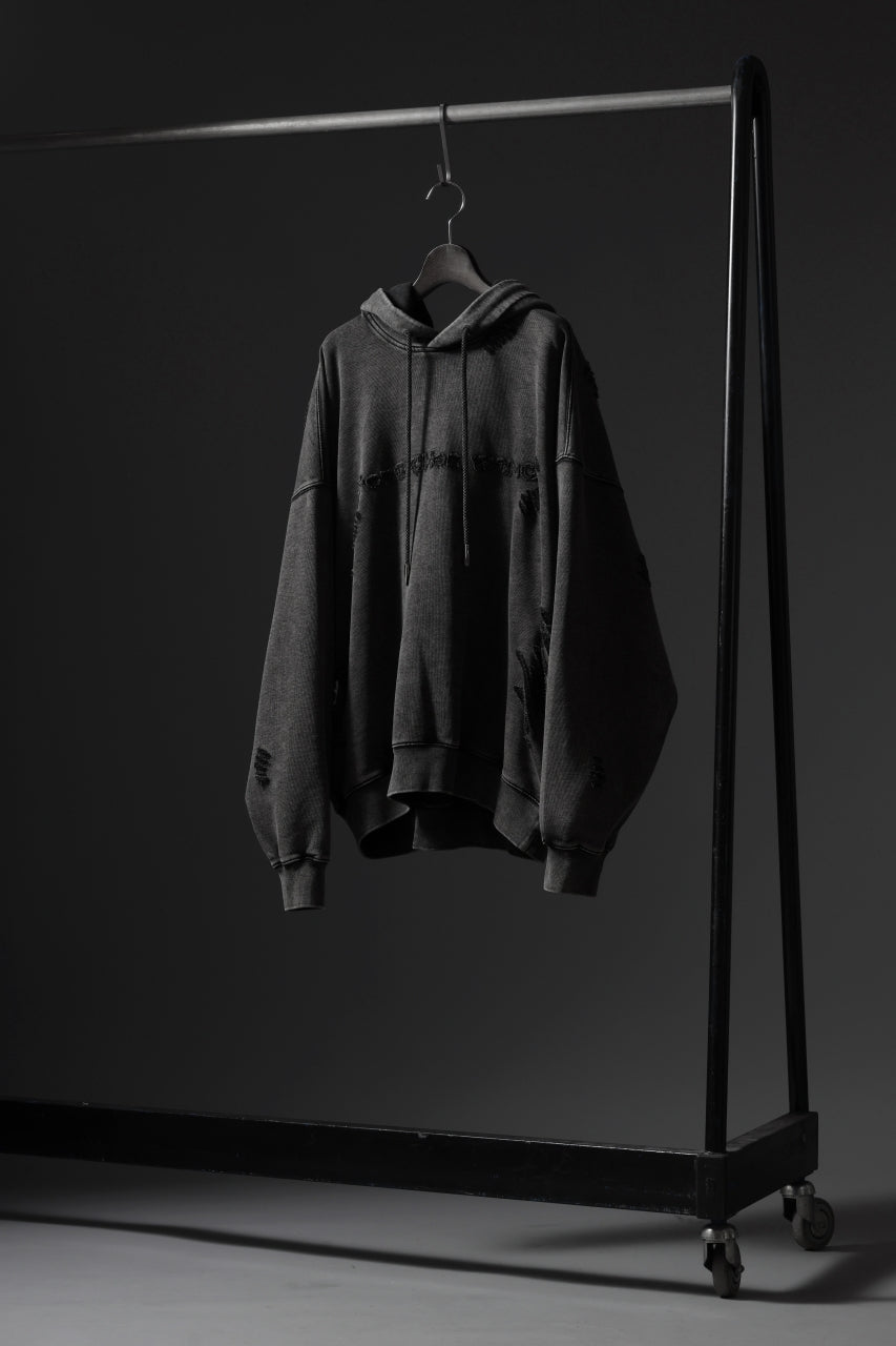 Feng Chen Wang GREY RIPPED JERSY HOODIE