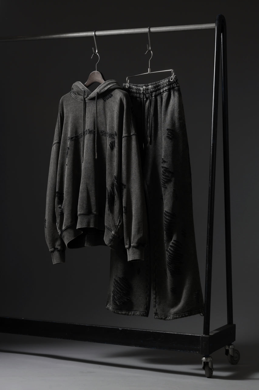 Feng Chen Wang GREY RIPPED JERSY HOODIE