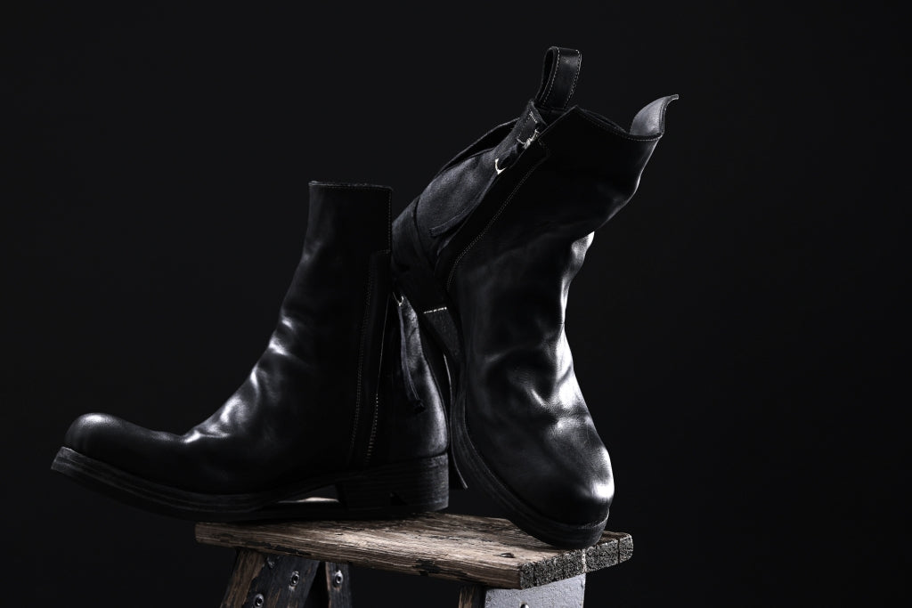 BORIS BIDJAN SABERI HORSE LEATHER SIDE ZIP BOOTS / OBJECT DYED & MOLDED "BOOT1-F2519M"