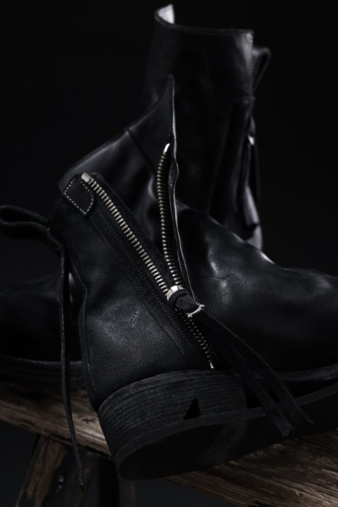 BORIS BIDJAN SABERI HORSE LEATHER SIDE ZIP BOOTS / OBJECT DYED & MOLDED "BOOT1-F2519M"