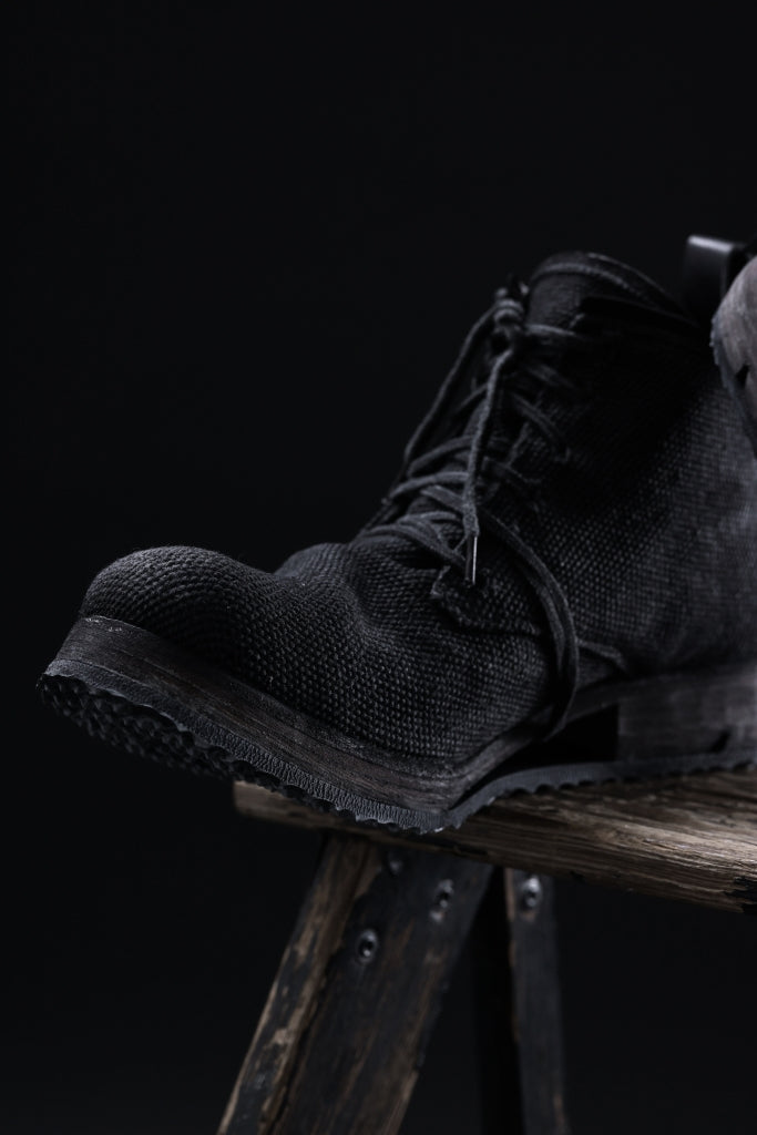 BORIS BIDJAN SABERI CANVAS FABRIC LACE UP MIDDLE BOOTS / OBJECT DYED & HAND-TREATED "BOOT4"