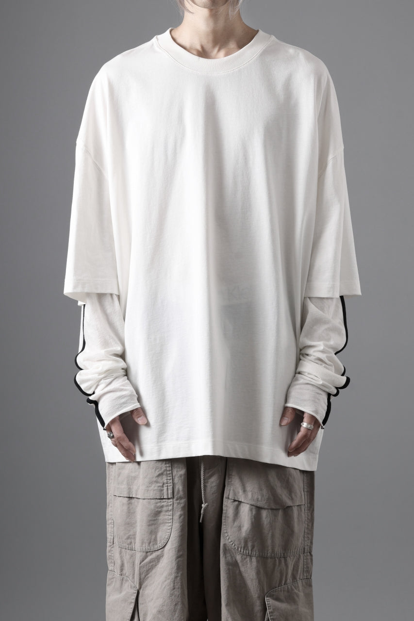 thom/krom OVERSIZED LAYER PIPING SLEEVE TEE / COTTON JERSEY