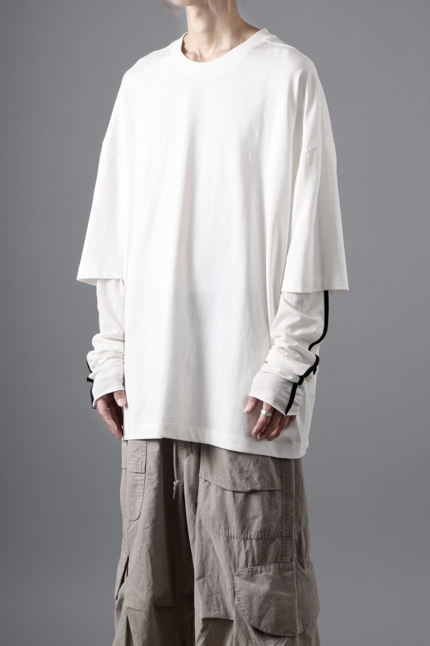 thom/krom OVERSIZED LAYER PIPING SLEEVE TEE / COTTON JERSEY