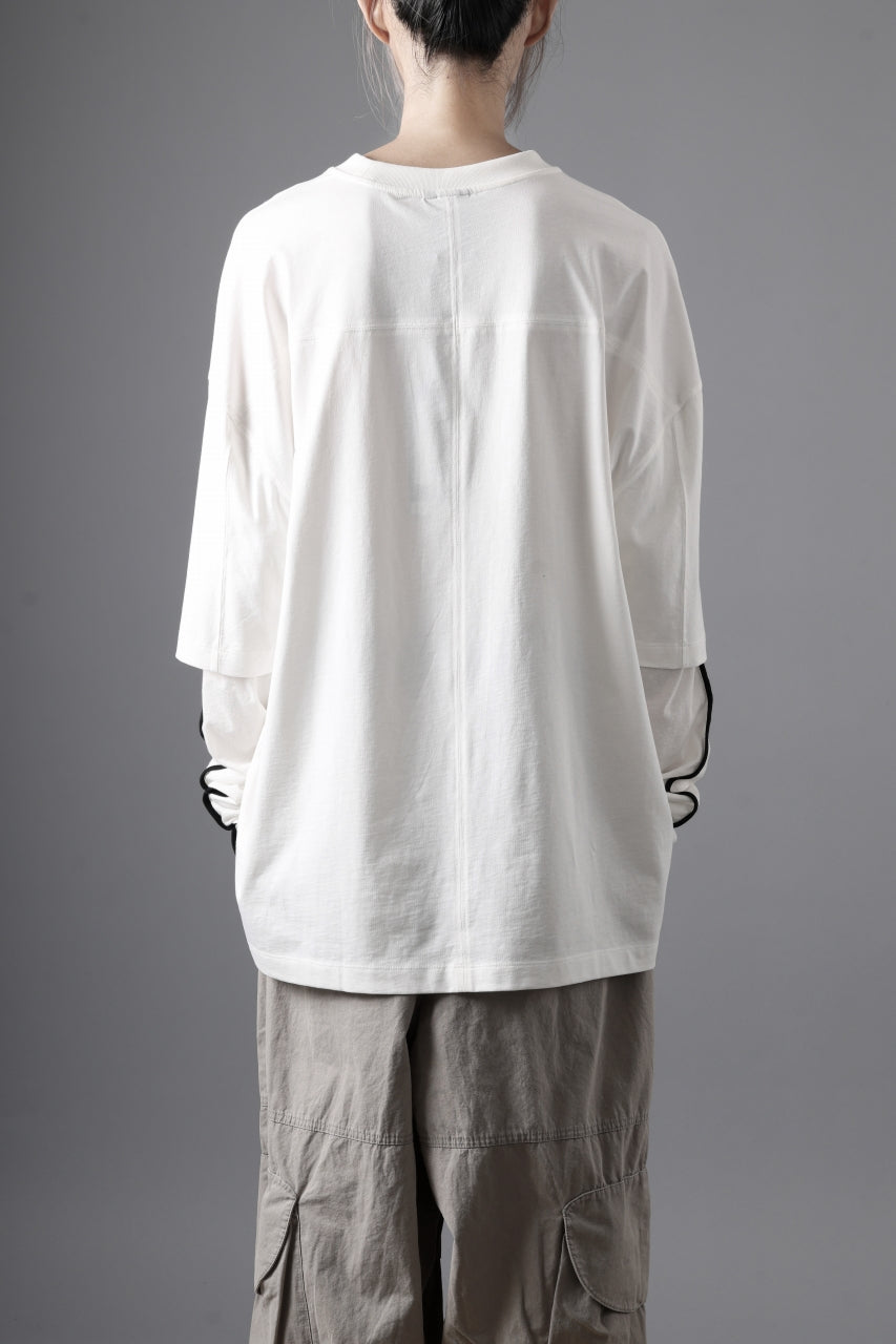 thom/krom OVERSIZED LAYER PIPING SLEEVE TEE / COTTON JERSEY