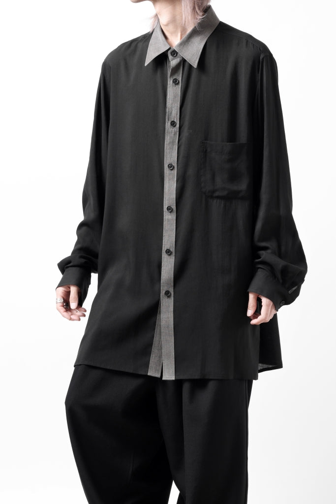 Y's for men SWITCHING COLLAR-PLACKET SHIRT / CELLULOSE LINEN