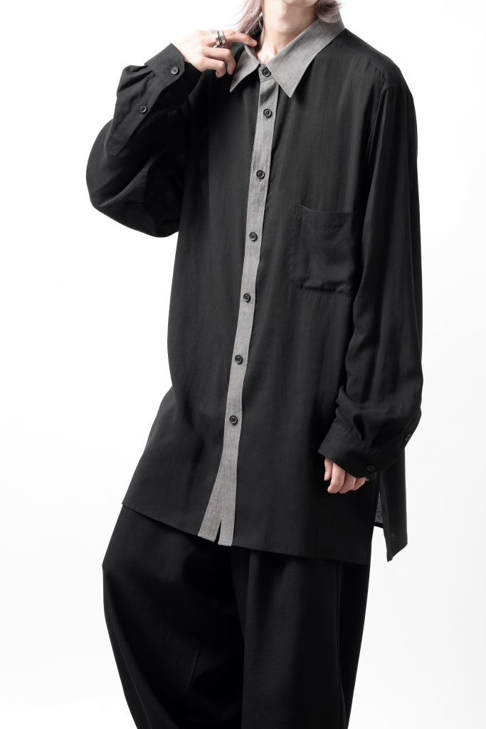 Y's for men SWITCHING COLLAR-PLACKET SHIRT / CELLULOSE LINEN