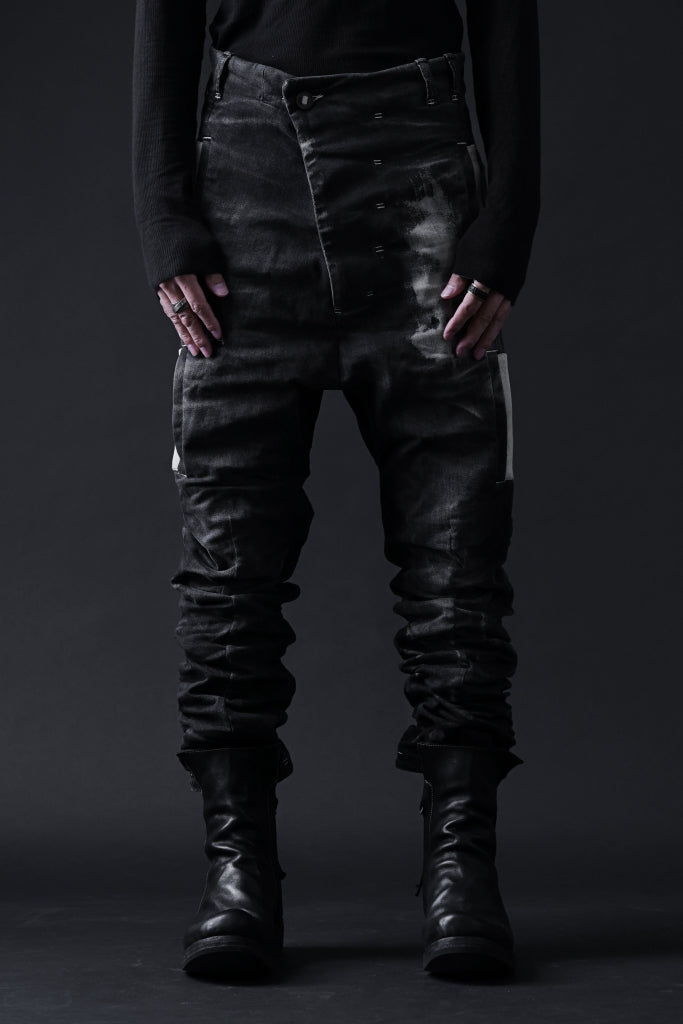 BORIS BIDJAN SABERI DROP CROTCH PANTS / STONE WASHED & USED EFFECT & BODY MOLDED "P24-F1603K"