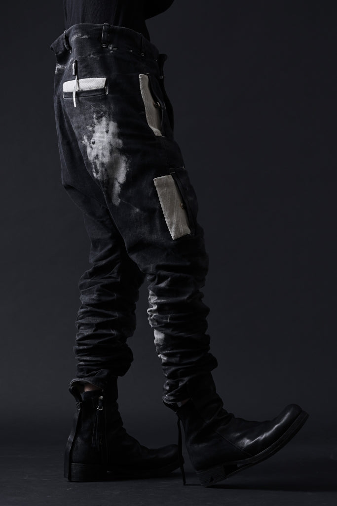 BORIS BIDJAN SABERI DROP CROTCH PANTS / STONE WASHED & USED EFFECT & BODY MOLDED "P24-F1603K"