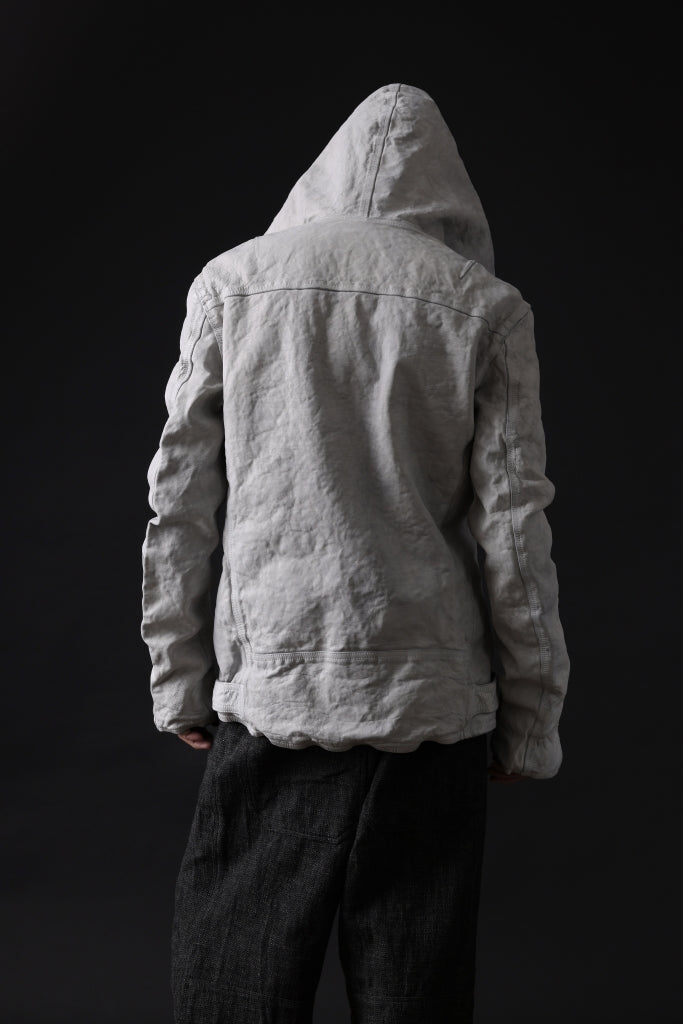 ISAMU KATAYAMA BACKLASH HOODED RIDERS JACKET / NATURAL DYED - GARMENT WASHED JP CALF 