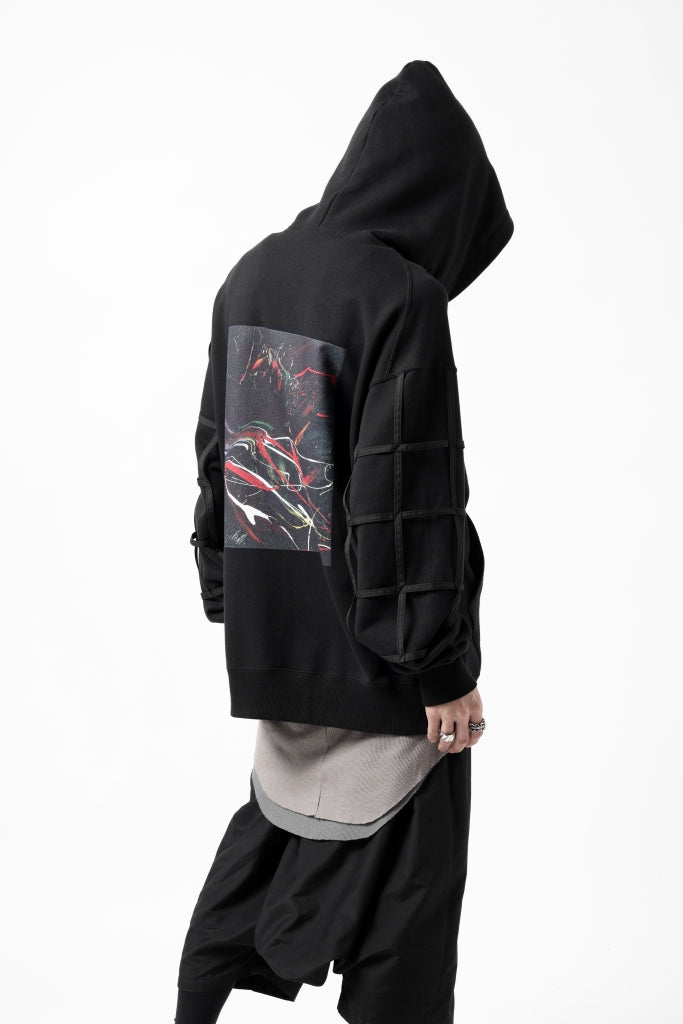 ALMOSTBLACK WEBBING COVER SLEEVE SWEAT HOODIE