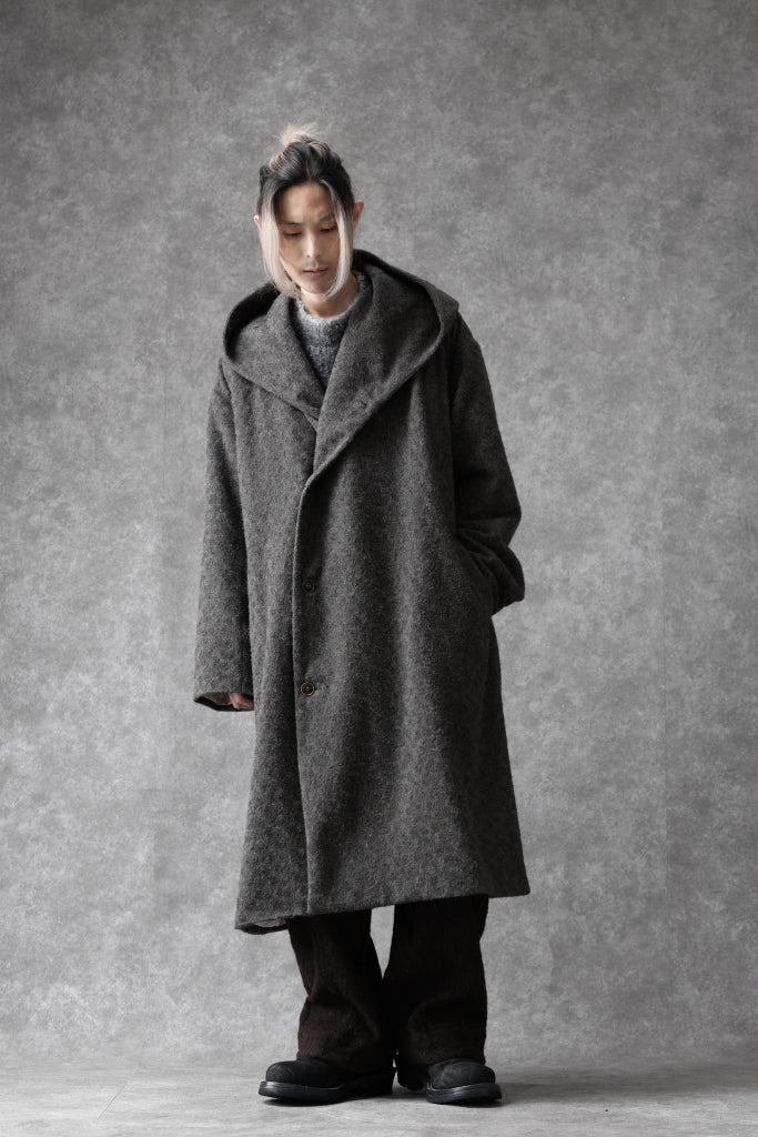 YUTA MATSUOKA wrap hooded coat / quill texture wool