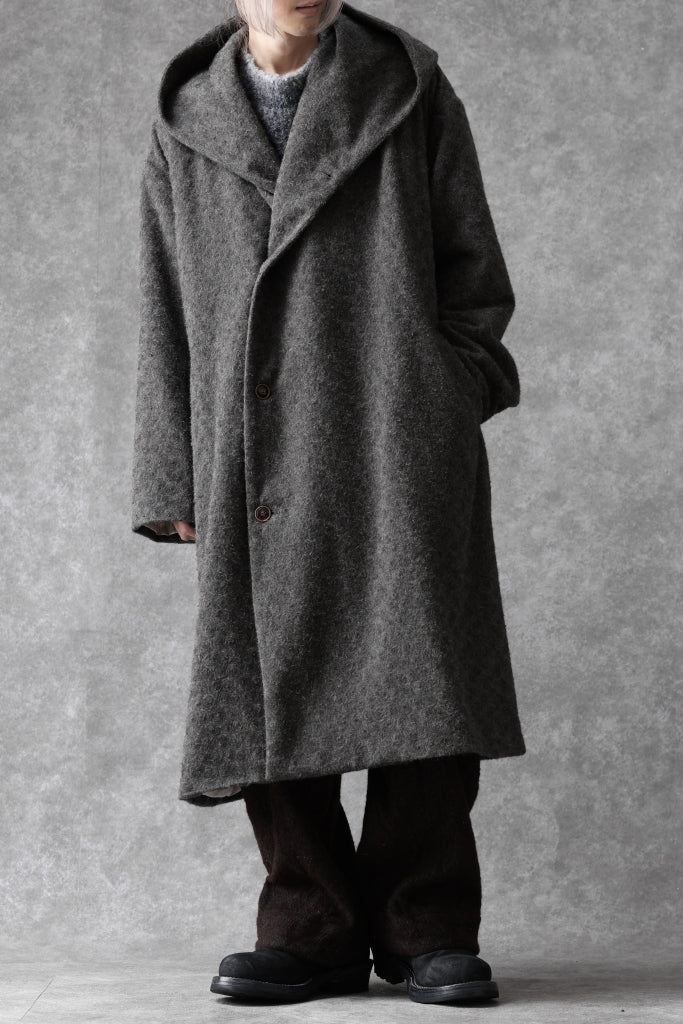 YUTA MATSUOKA wrap hooded coat / quill texture wool