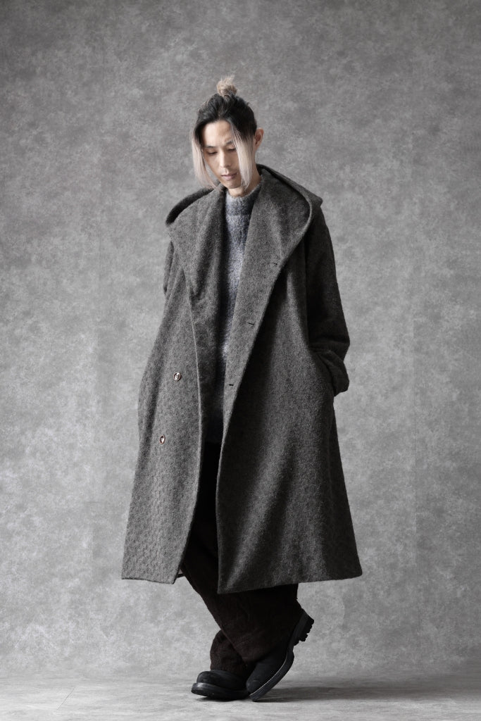 YUTA MATSUOKA wrap hooded coat / quill texture wool