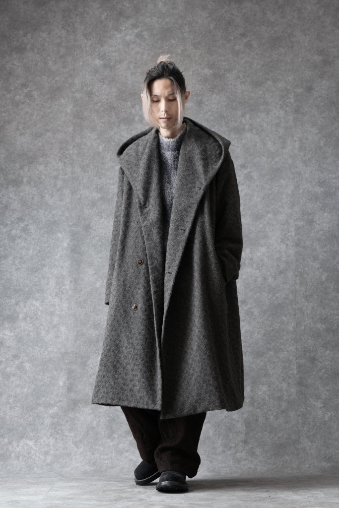 YUTA MATSUOKA wrap hooded coat / quill texture wool