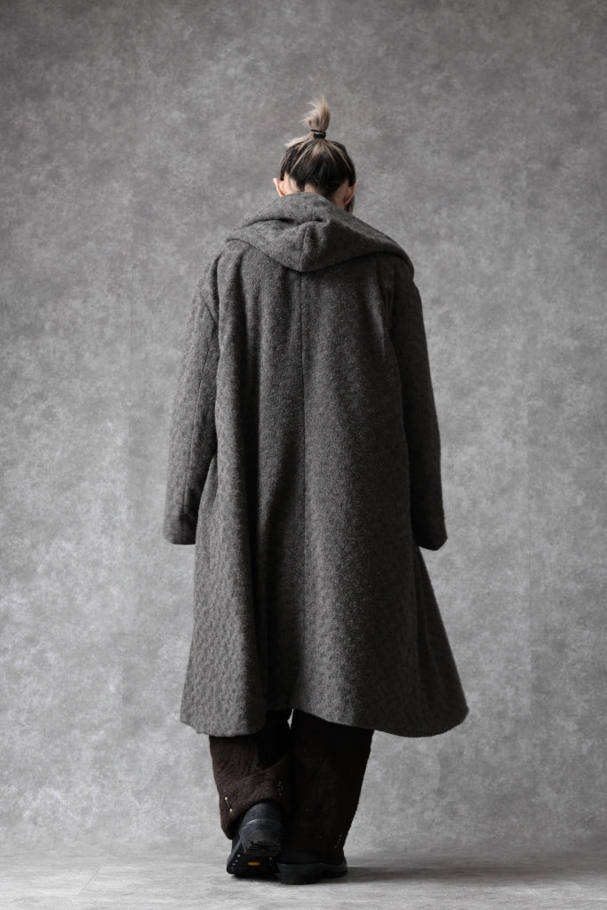 YUTA MATSUOKA wrap hooded coat / quill texture wool