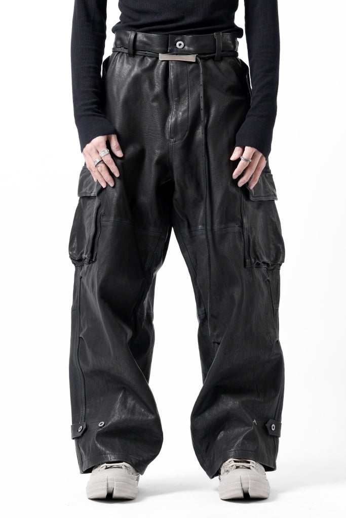 ISAMU KATAYAMA BACKLASH CARGO PANTS / GOAT LEATHER (GARMENT+SPRAY DYED)