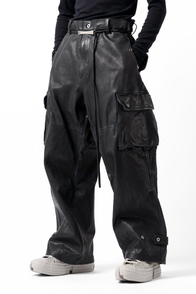 ISAMU KATAYAMA BACKLASH CARGO PANTS / GOAT LEATHER (GARMENT+SPRAY DYED)