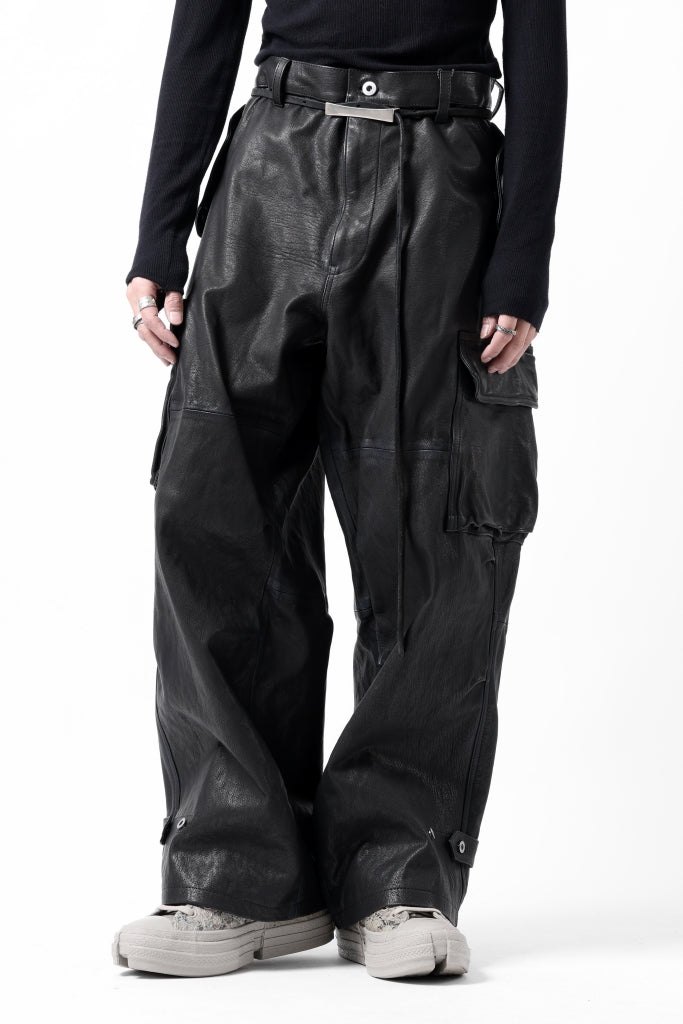 ISAMU KATAYAMA BACKLASH CARGO PANTS / GOAT LEATHER (GARMENT+SPRAY DYED)