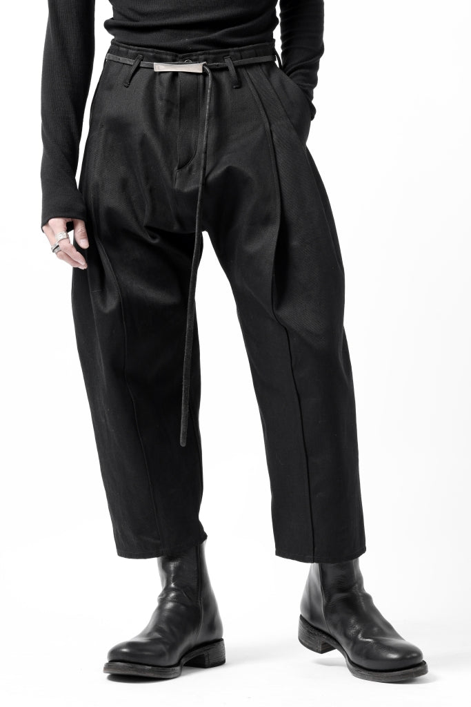 incarnation 2 TUCK WIDE TAPER CROPPED TROUSERS BP-1C / HEAVY TWILL BLACK DENIM