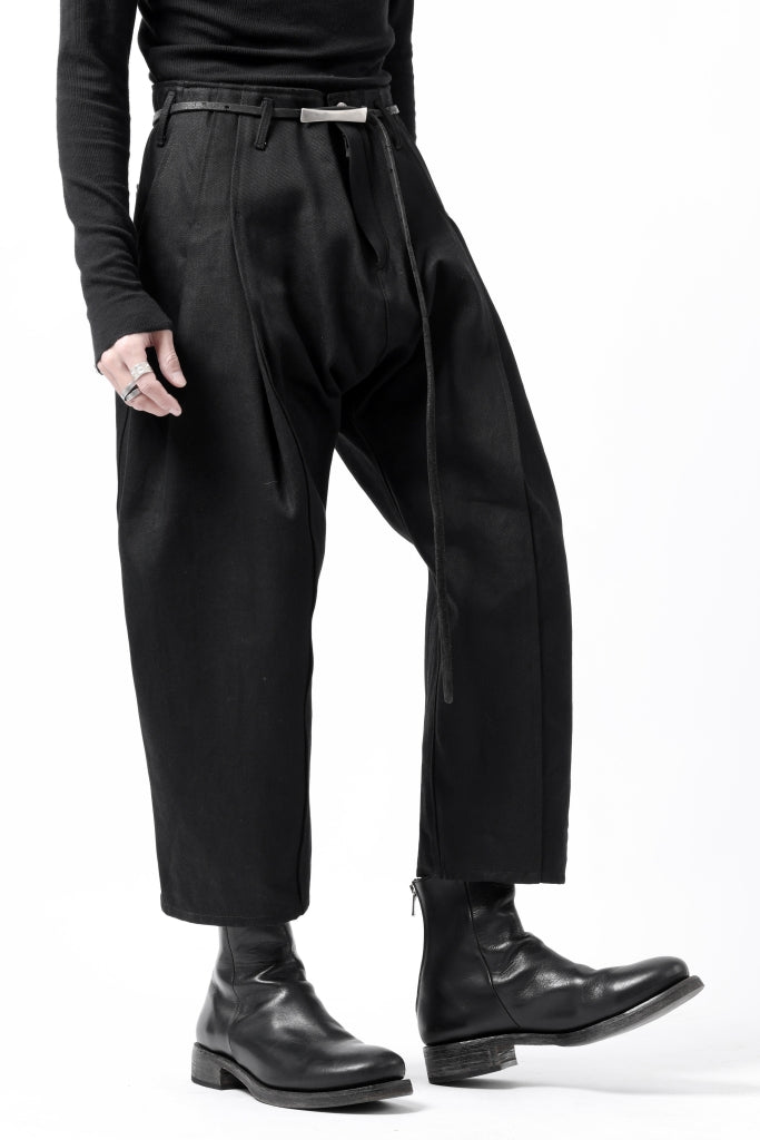 incarnation 2 TUCK WIDE TAPER CROPPED TROUSERS BP-1C / HEAVY TWILL BLACK DENIM