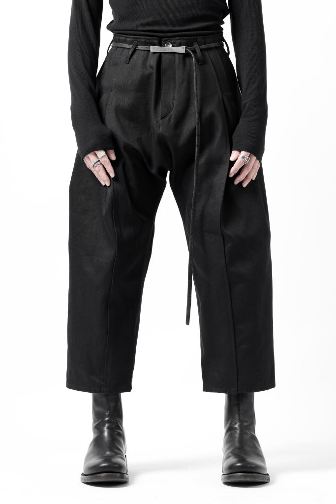 incarnation 2 TUCK WIDE TAPER CROPPED TROUSERS BP-1C / HEAVY TWILL BLACK DENIM