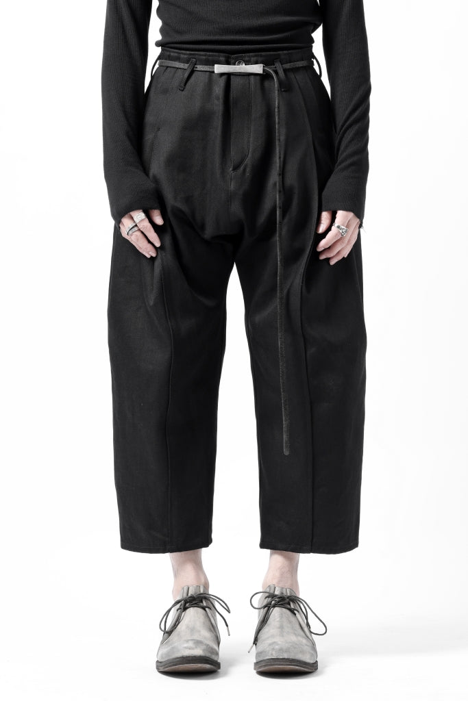 incarnation 2 TUCK WIDE TAPER CROPPED TROUSERS BP-1C / HEAVY TWILL BLACK DENIM