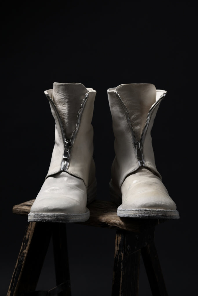 incarnation HORSE WHITE LEATHER FRONT ZIP BOOTS FZ-1 / DIRTY OIL WASHED