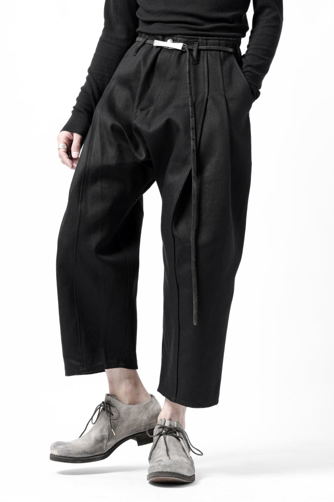 incarnation 2 TUCK WIDE TAPER CROPPED TROUSERS BP-1C / HEAVY TWILL BLACK DENIM