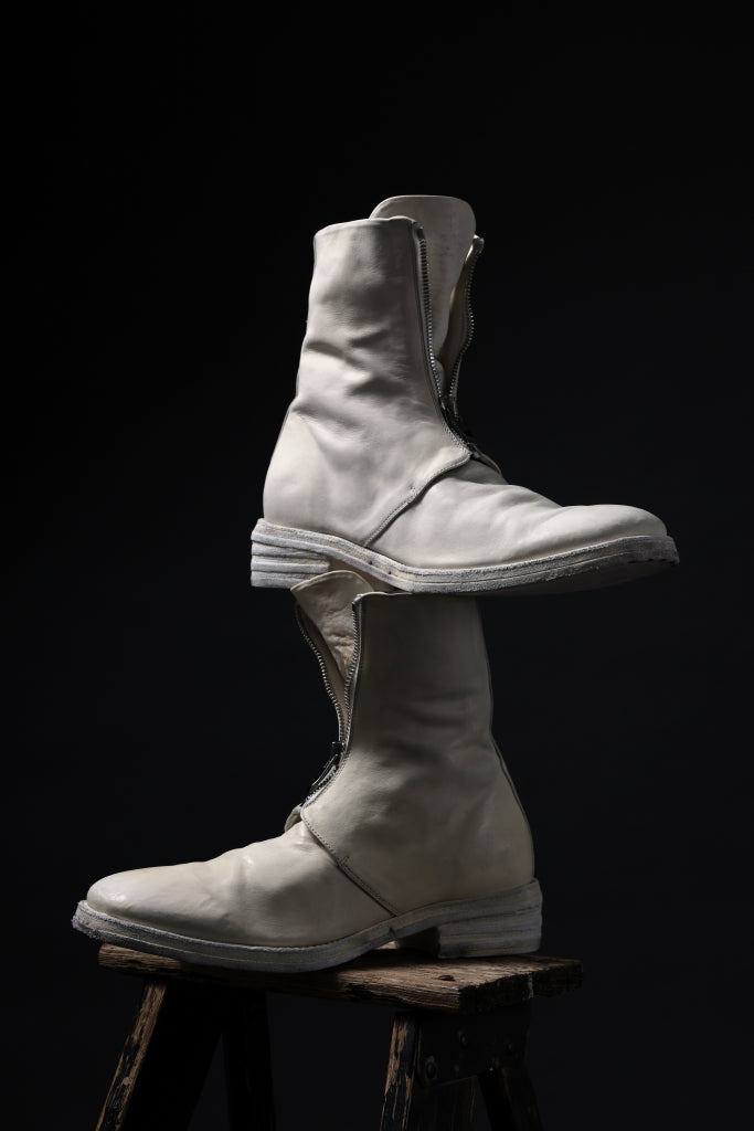 incarnation HORSE WHITE LEATHER FRONT ZIP BOOTS FZ-1 / DIRTY OIL WASHED