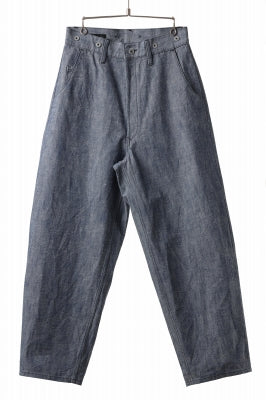 KLASICA LINDBERGH (ND ver.) SIDE TUCKED WIDE STRAIGHT TROUSERS / NATURAL DYED COTTON x SILK WEATHER