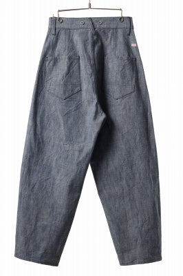 KLASICA LINDBERGH (ND ver.) SIDE TUCKED WIDE STRAIGHT TROUSERS / NATURAL DYED COTTON x SILK WEATHER