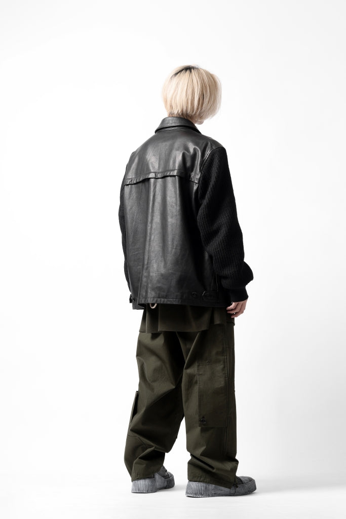 Y's BANG ON! No.180 COW LEATHER + TWEED BACK TACK BLOUSON