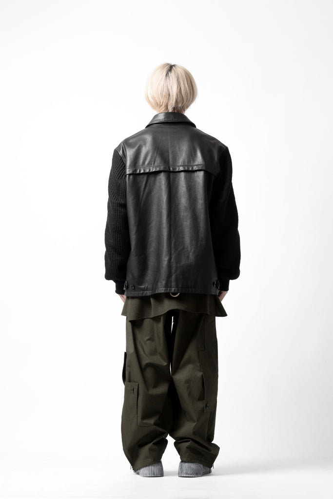 Y's BANG ON! No.180 COW LEATHER + TWEED BACK TACK BLOUSON