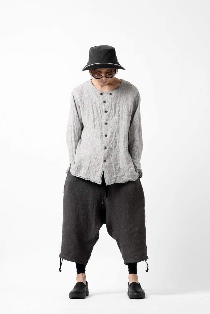 YUTA MATSUOKA round neck shirt / dead stock slab linen