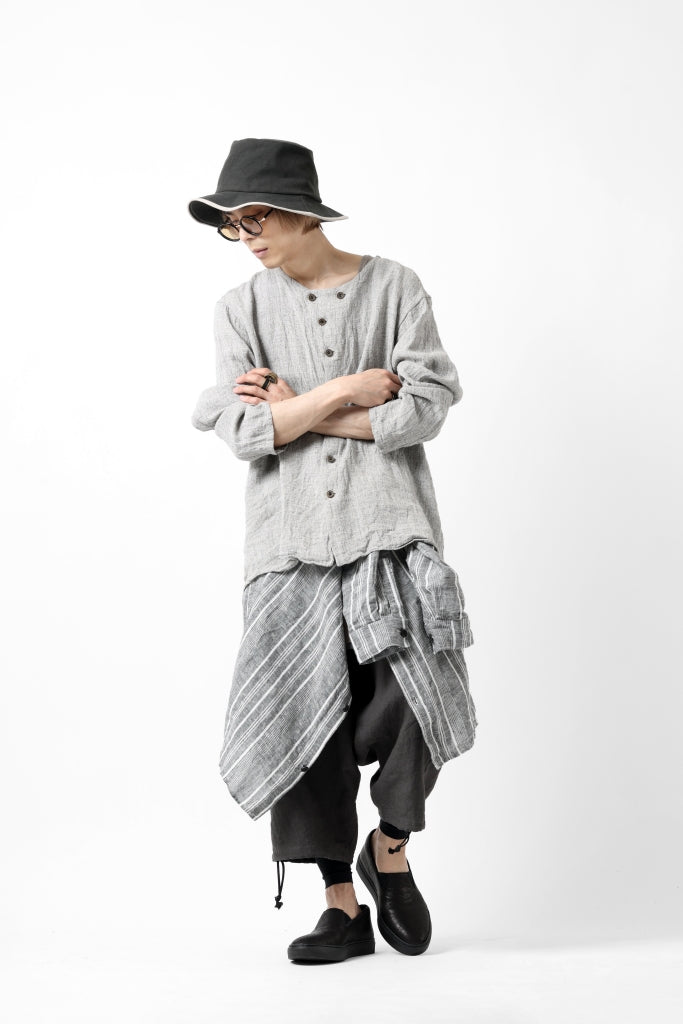 YUTA MATSUOKA round neck shirt / dead stock slab linen